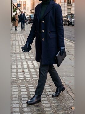 Michael by Michael Kors Navy Wool Coat- Small